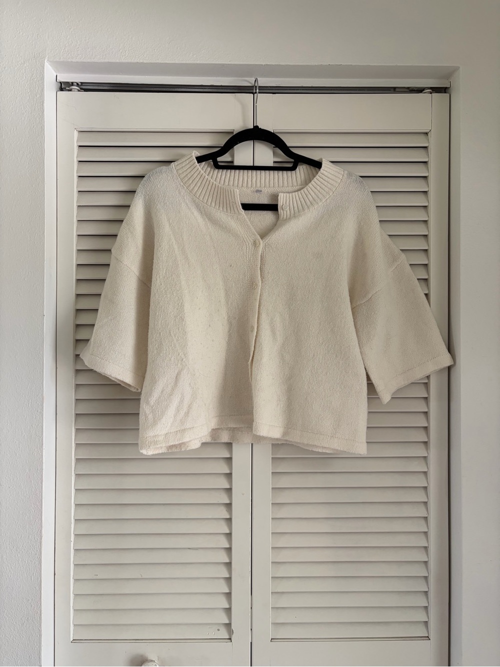 Fashion Nova Cream Short-Sleeve Knit Cardigan sz. S